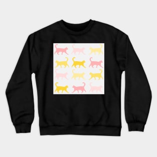 Springtime Cats in Pink and Yellow Repeat Pattern Crewneck Sweatshirt